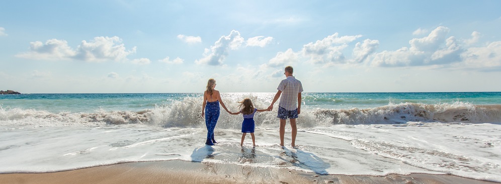 family on the beach